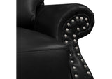 SU-CR2130-80-100LF Sunset Trading Charleston 42" Wide Top Grain Leather Armchair | Black Rolled Arm Accent Chair with Nailheads