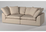 SU-1458-84-2C Sunset Trading Contemporary Puff Collection 2PC Slipcovered Modular Sectional Sofa | Performance Fabric Washable Water-Resistant Stain-Proof | 88" Deep-Seating Down-Filled Couch | Tan/Beige