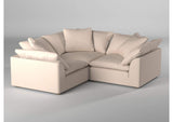 SU-1458-84-3C Sunset Trading Contemporary Puff Collection 3PC Slipcovered L-Shape Sectional Sofa | Performance Fabric Washable Water-Resistant Stain-Proof | 88" Deep-Seating Down-Filled Modular Corner Couch | Tan/Beige