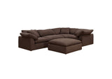 SU-145830-391088 Sunset Trading Contemporary Puff Collection 44" Square Slipcovered Sectional Modular Ottoman | Performance Fabric Washable Water-Resistant Stain-Proof | Oversized Down Filled Large Sofa Footrest | Brown