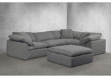 SU-145830-391094 Sunset Trading Contemporary Puff Collection 44" Square Slipcovered Sectional Modular Ottoman | Performance Fabric Washable Water-Resistant Stain-Proof | Oversized Down Filled Large Sofa Footrest | Grayÿ
