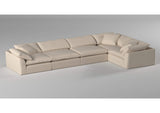 SU-1458-84-3C-2A Sunset Trading Contemporary Puff Collection 5PC Slipcovered Modular L-Shaped Sectional Sofa | Performance Fabric Washable Water-Resistant Stain-Proof | 176" Deep-Seating Down-Filled Couch | Tan/Beige