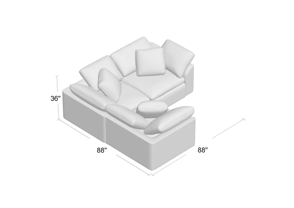 SU-1458-43-3C Sunset Trading Contemporary Puff Collection 3PC Slipcovered L-Shape Sectional Sofa | Performance Fabric Washable Water-Resistant Stain-Proof | 88" Deep-Seating Down-Filled Modular Corner Couch | Ocean Blue