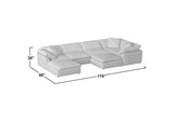 SU-1458-49-3C-2A-2O Sunset Trading Contemporary Puff Collection 7PC Slipcovered Modular U-Shaped Pit Sectional Sofa | Performance Fabric Washable Water-Resistant Stain-Proof | 176" Deep-Seating Down-Filled Lounge Couch | Navy Blue