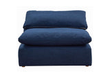 SU-1458-49-3C-1A-1O Sunset Trading Contemporary Puff Collection 5PC Slipcovered Modular L-Shaped Sectional Sofa with Ottoman | Performance Fabric Washable Water-Resistant Stain-Proof | 132" Deep-Seating Down-Filled Chaise Lounge Couch | Navy Blue