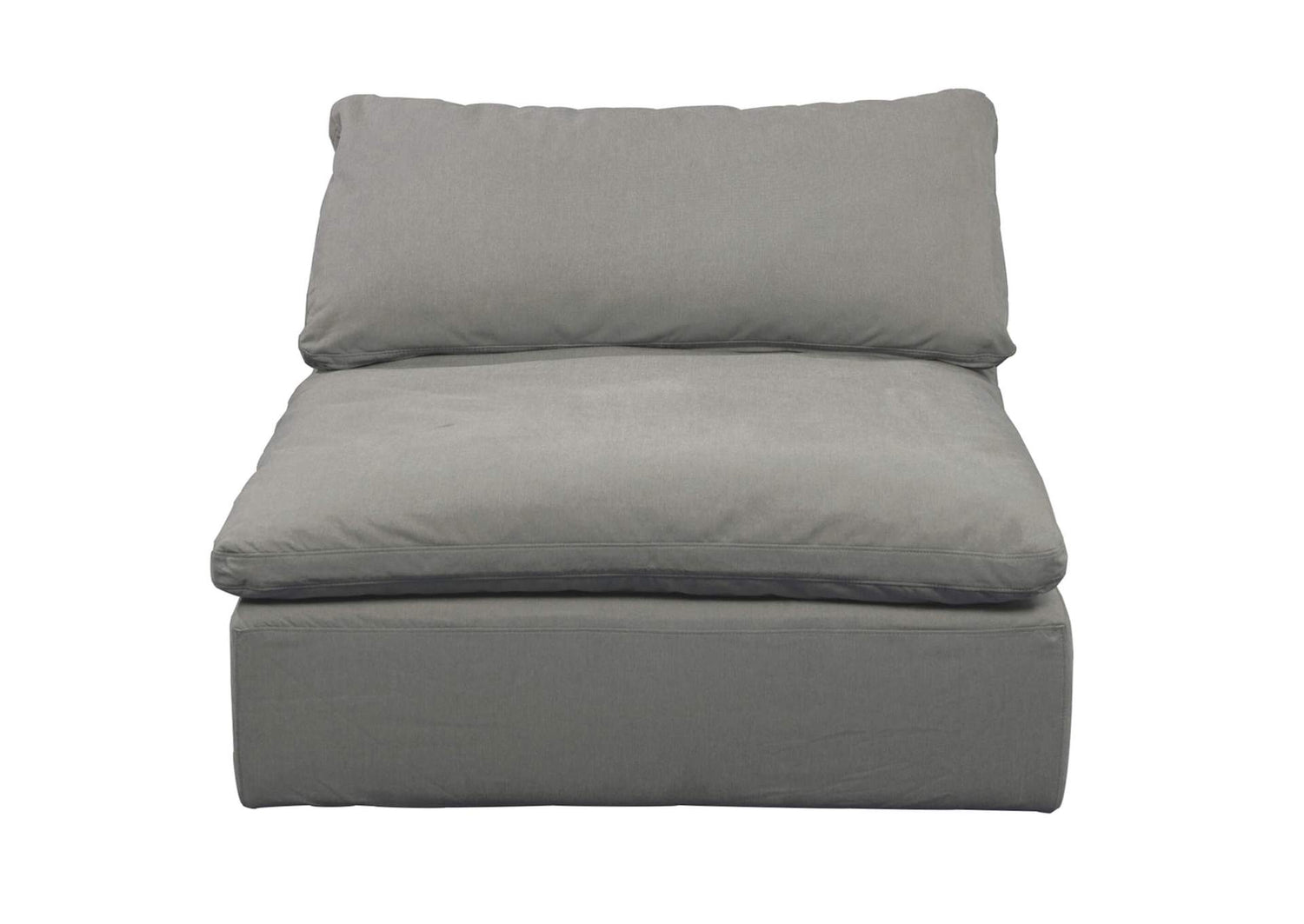 SU-145837-391094 Sunset Trading Contemporary Puff Collection 44" Square Slipcovered Armless Chair Modular Sofa Sectional | Performance Fabric Washable Water-Resistant Stain-Proof | Deep-Seating Down-Filled Couch | Gray