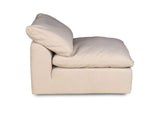SU-145837-391084 Sunset Trading Contemporary Puff Collection 44" Square Slipcovered Armless Chair Modular Sofa Sectional | Performance Fabric Washable Water-Resistant Stain-Proof | Deep-Seating Down-Filled Couch | Tan/Beige