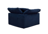 SU-1458-49-3C-1A Sunset Trading Contemporary Puff Collection 4PC Slipcovered L-Shaped Sectional Sofa | Performance Fabric Washable Water-Resistant Stain-Proof | 132" Deep-Seating Down-Filled Modular Couch | Navy Blue