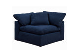 SU-1458-49-2C-2A Sunset Trading Contemporary Puff Collection 4PC Slipcovered Modular Sectional Sofa | Performance Fabric Washable Water-Resistant Stain-Proof | 176" Deep-Seating Down-Filled Couch | Navy Blue