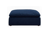 SU-1458-49-3C-2A-2O Sunset Trading Contemporary Puff Collection 7PC Slipcovered Modular U-Shaped Pit Sectional Sofa | Performance Fabric Washable Water-Resistant Stain-Proof | 176" Deep-Seating Down-Filled Lounge Couch | Navy Blue