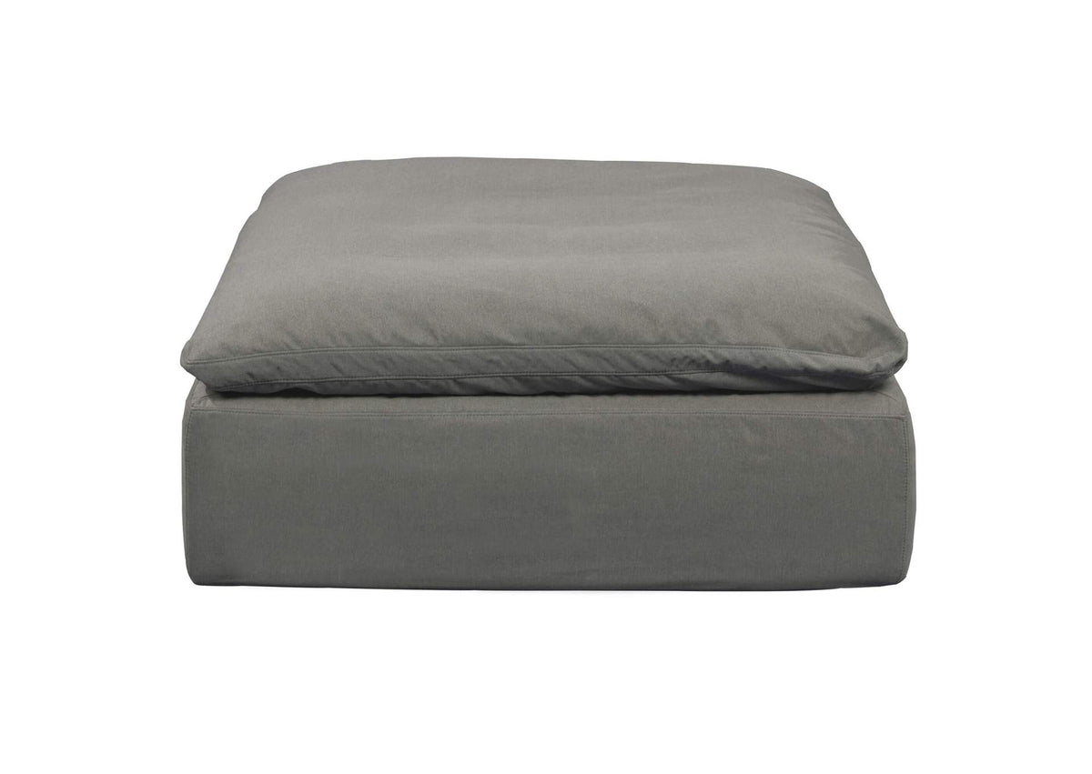 SU-145830-391094 Sunset Trading Contemporary Puff Collection 44" Square Slipcovered Sectional Modular Ottoman | Performance Fabric Washable Water-Resistant Stain-Proof | Oversized Down Filled Large Sofa Footrest | Grayÿ