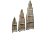 CC-CAB1920S-DW Sunset Trading Cottage Solid Wood 3 Boat Shaped Freestanding Shelves | Driftwood Brown | Fully Assembled