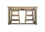 CC-TAB246S-DW Sunset Trading Cottage Console With 2 Stools | Small Home Bar Table | Driftwood Brown