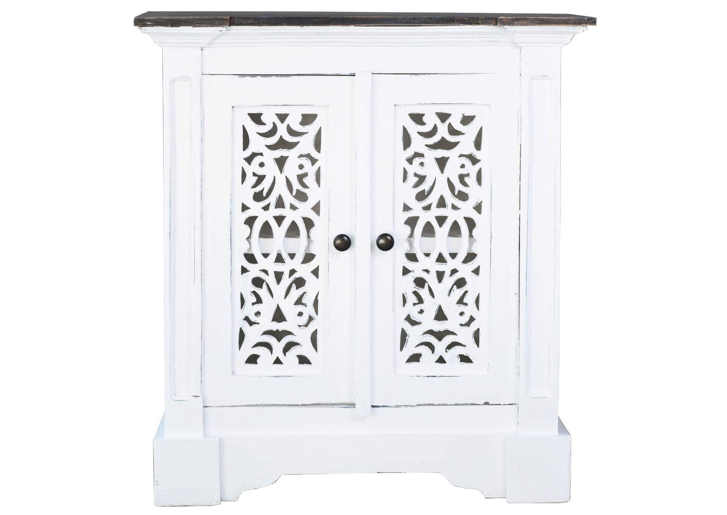 CC-CAB2272TLD-WWRW Sunset Trading Cottage Solid Wood Accent Cabinet | Two Doors with Storage | Distressed White/Driftwood Brown | Fully Assembled
