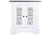 CC-CAB2272TLD-WWRW Sunset Trading Cottage Solid Wood Accent Cabinet | Two Doors with Storage | Distressed White/Driftwood Brown | Fully Assembled