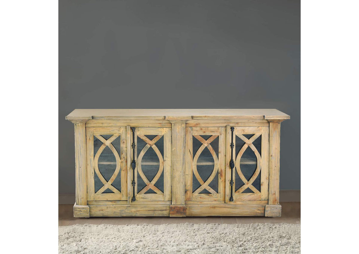 CC-CAB1705S-DW Sunset Trading Cottage Glazed Sideboard | Driftwood Brown
