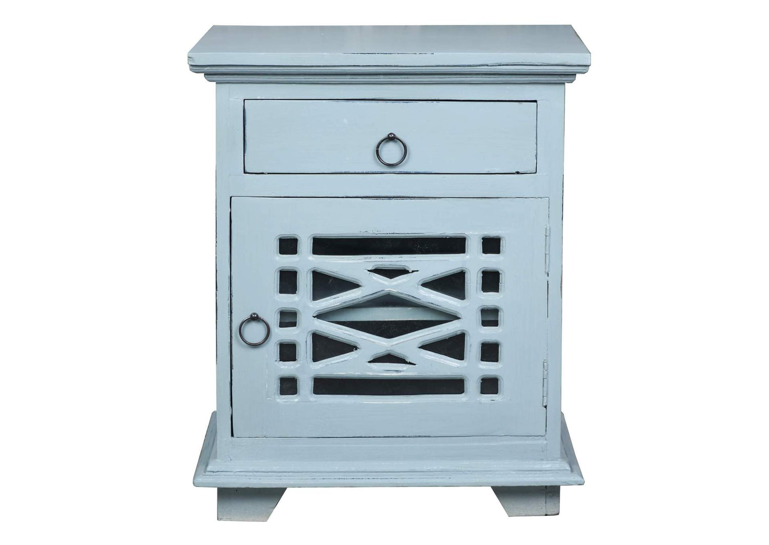 CC-TAB808TLD-BB Sunset Trading Cottage Solid Wood Side or Night Table | Distressed Beach Blue | Fully Assembled