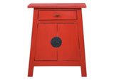 CC-CHE206LD-RD Sunset Trading Cottage Solid Wood Zen End Table | Distressed Red Nightand | Fully Assembled