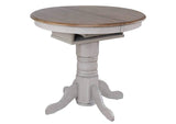 DLU-CG4260CB30AGOBH6 Sunset Trading Country Grove 6 Piece Round or Oval Extendable Pub Table Set | 4 Barstools with Arms | Lighted China Cabinet | Distressed Gray and Brown Wood
