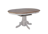DLU-CG4260-30AGO5 Sunset Trading Country Grove Round or Oval Extendable Dining Table Set | 2 Arm Chairs | Distressed Gray and Brown Wood