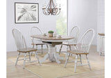 DLU-CG4260-30AGO5 Sunset Trading Country Grove Round or Oval Extendable Dining Table Set | 2 Arm Chairs | Distressed Gray and Brown Wood