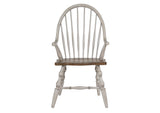 DLU-CG-C30A-GO Sunset Trading Country Grove Windsor Dining Chair with Arms| Distressed Gray and Brown Wood