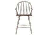 DLU-CG-B3024A-GO-2 Sunset Trading Country Grove 24" Windsor Bar and Counter Stool with Arms | Distressed Gray and Brown Wood | Set of 2