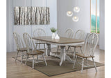 DLU-CG4296-124SGO7 Sunset Trading Country Grove 7 Piece Double Pedestal Extendable Dining Table Set | Distressed Gray and Brown Wood