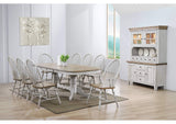DLU-CG4296-30AGOBH10 Sunset Trading Country Grove 10 Piece Double Pedestal Extendable Dining Table Set | 2 Arm Chairs | Lighted China Cabinet | Distressed Gray and Brown Wood