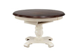 DLU-ADW4866-C12-AW5P Sunset Trading Andrews 5 Piece 48" Round or 66" Oval Extendable Dining Set?| Butterfly Leaf Table | Antique White and Chestnut Brown | Seats 6