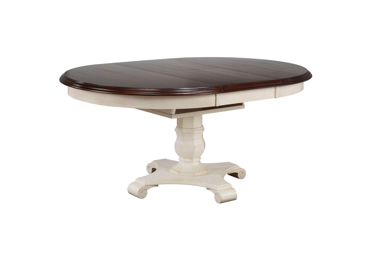 DLU-ADW4866-AW Sunset Trading Andrews Butterfly Leaf Dining Table | Antique White with Chestnut Finish Top
