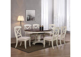 DLU-ADW4866-AW Sunset Trading Andrews Butterfly Leaf Dining Table | Antique White with Chestnut Finish Top