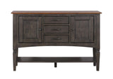 DLU-DK1122-TA Sunset Trading Dakota 54" Buffet Server Table with Cabinets Drawers and Shelf | Dining Room, Kitchen, Entryway Sideboard | Distressed Brown and Ash Gray Wood