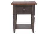 DLU-DK-2302-TA Sunset Trading Dakota End Table | Distressed Brown and Ash Gray Solid Wood