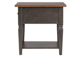 DLU-DK-2302-TA Sunset Trading Dakota End Table | Distressed Brown and Ash Gray Solid Wood