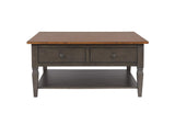 DLU-DK-2307-TA Sunset Trading Dakota Square Coffee Table | Distressed Brown and Ash Gray Solid Wood