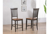 DLU-DK-B70-TA-2 Sunset Trading Dakota Slat Back Bartools | Set of 2 | 24" Counter Height Dining Chairs | Bar Room Pub Kitchen Island Highback Stools | Distressed Brown and Ash Gray Solid Wood