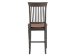 DLU-DK-B70-TA-2 Sunset Trading Dakota Slat Back Bartools | Set of 2 | 24" Counter Height Dining Chairs | Bar Room Pub Kitchen Island Highback Stools | Distressed Brown and Ash Gray Solid Wood