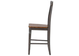 DLU-DK-B70-TA-2 Sunset Trading Dakota Slat Back Bartools | Set of 2 | 24" Counter Height Dining Chairs | Bar Room Pub Kitchen Island Highback Stools | Distressed Brown and Ash Gray Solid Wood