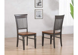 DLU-DK-C70-TA-2 Sunset Trading Dakota Slat Back Dining Chairs | Set of 2 | Distressed Brown and Ash Gray Solid Wood | Kitchen, Office, Waiting Room Seating