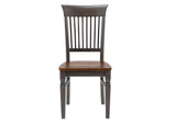 DLU-DK-C70-TA-2 Sunset Trading Dakota Slat Back Dining Chairs | Set of 2 | Distressed Brown and Ash Gray Solid Wood | Kitchen, Office, Waiting Room Seating