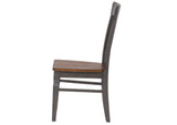DLU-DK-C70-TA-2 Sunset Trading Dakota Slat Back Dining Chairs | Set of 2 | Distressed Brown and Ash Gray Solid Wood | Kitchen, Office, Waiting Room Seating