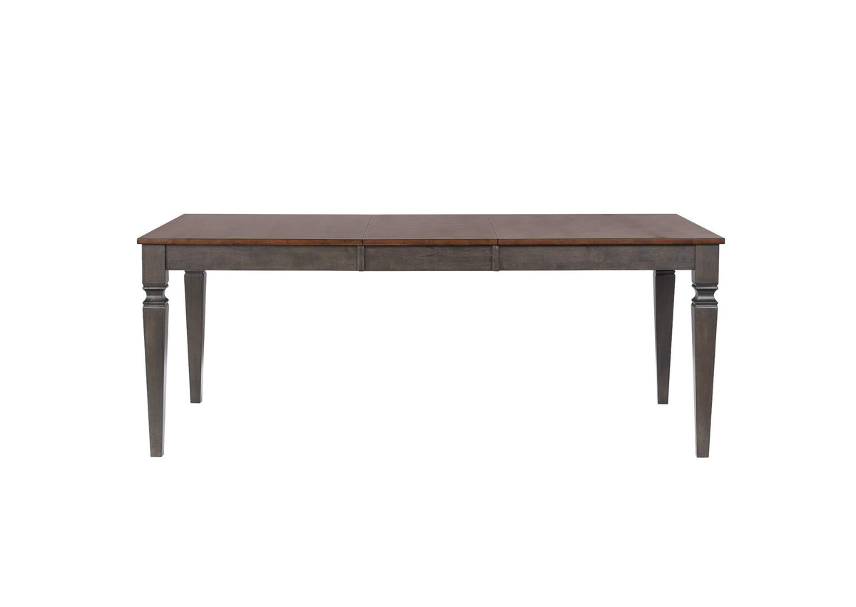 DLU-DK4078-TA Sunset Trading Dakota 60-78" Rectangular Expandable Dining Table | Distressed Brown and Ash Gray Solid Wood | Space-Saving Kitchen Furniture | Seats 4, 6, 8