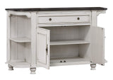 DLU-FC-BUF Sunset Trading French Chic Sideboard with Storage Cabinet and Drawer | Two-Tone Antique White & Walnut Brown Wood | Dining Room, Kitchen Buffet Server