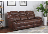 SU-ZY5018A003-H246 Sunset Trading Diamond Power Dual Reclining Sofa |Brown Leather Gel