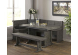 VH-1890-G Sunset Trading Sunny Dining Nook Table Set | Distressed Grey Wood | Kitchen Corner Storage Bench Seating
