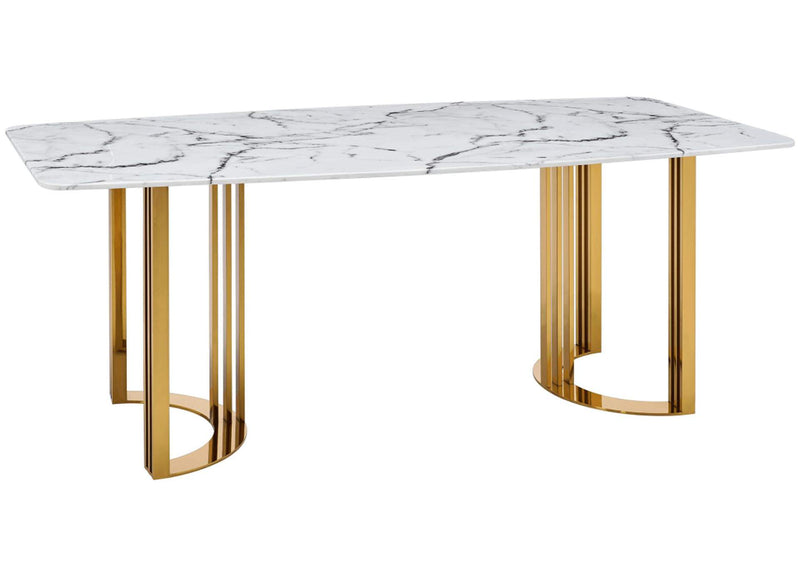 i27593 131 Gold Marble Dining Table