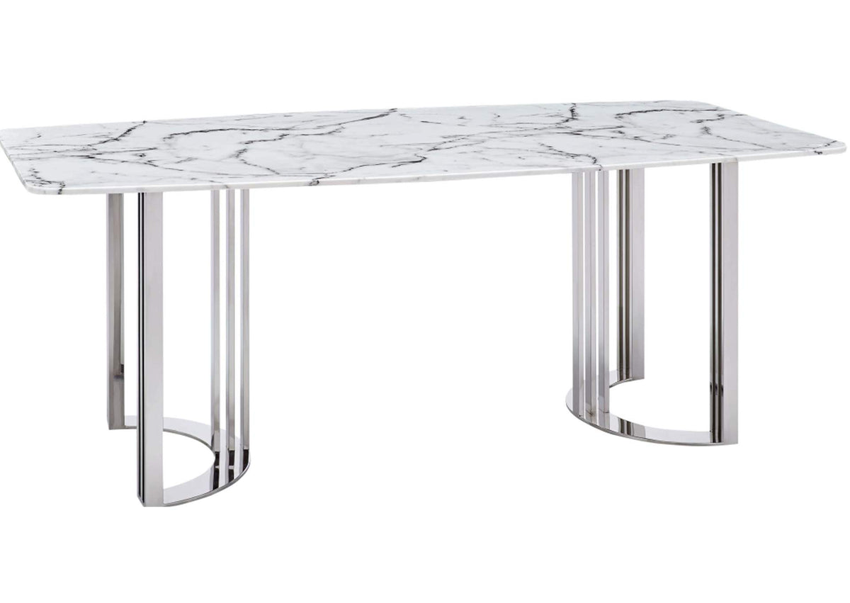 i27597 131 Silver Marble Dining Table