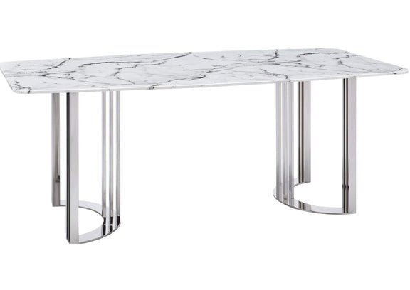 i27597 131 Silver Marble Dining Table
