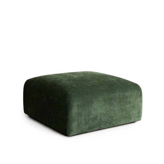 Echo Square Ottoman in Spruce Green Fabric